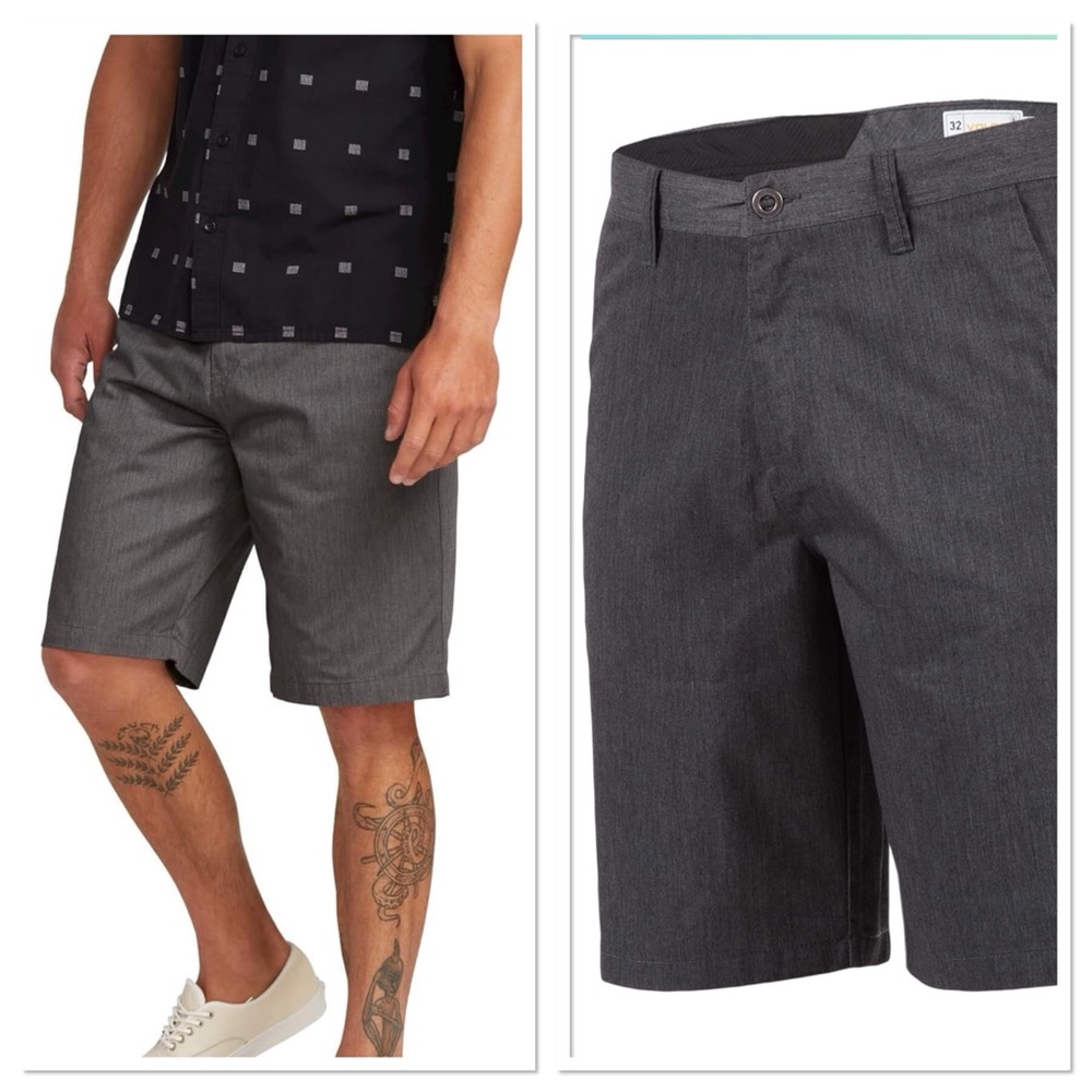 Volcom Men's Frickin Chino Short, Charcoal Heather, size 30